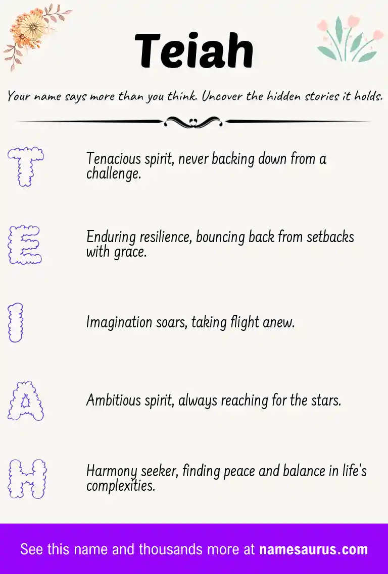 Acrostic poem about Teiah.