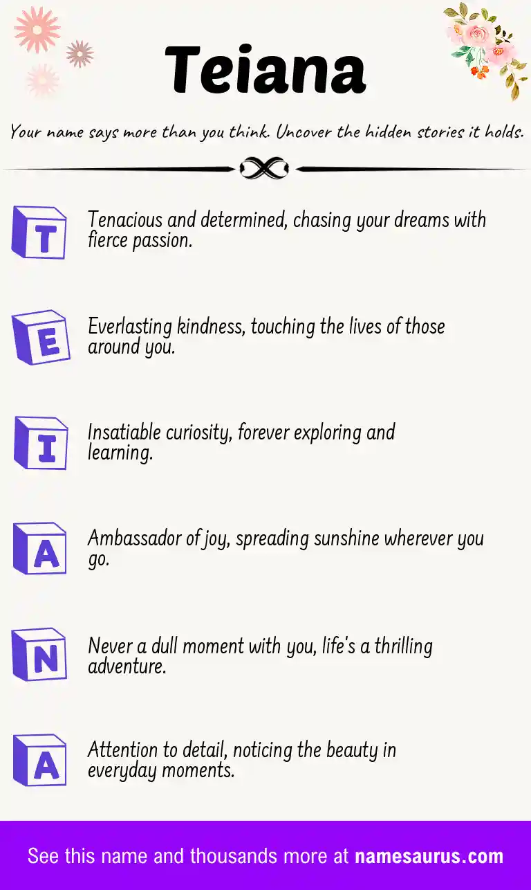 Acrostic poem about Teiana.