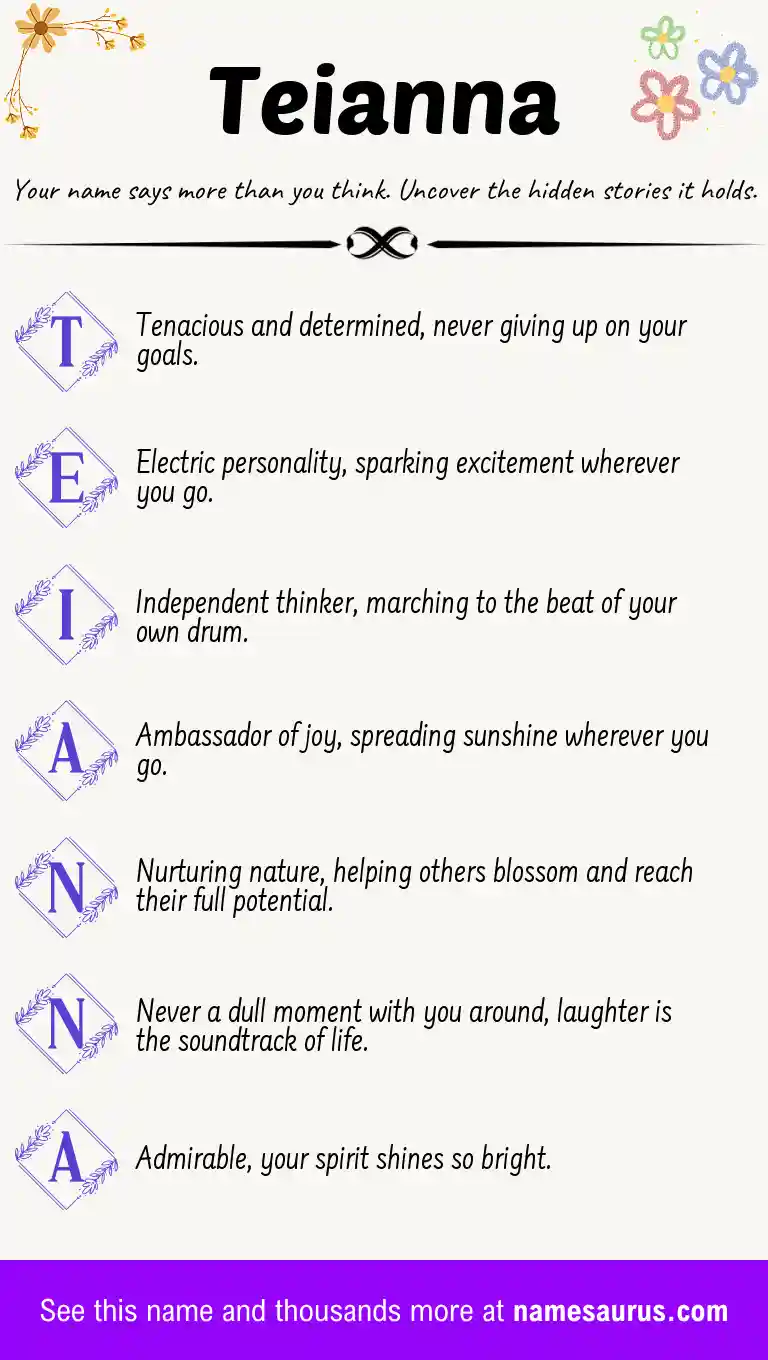 Acrostic poem about Teianna.