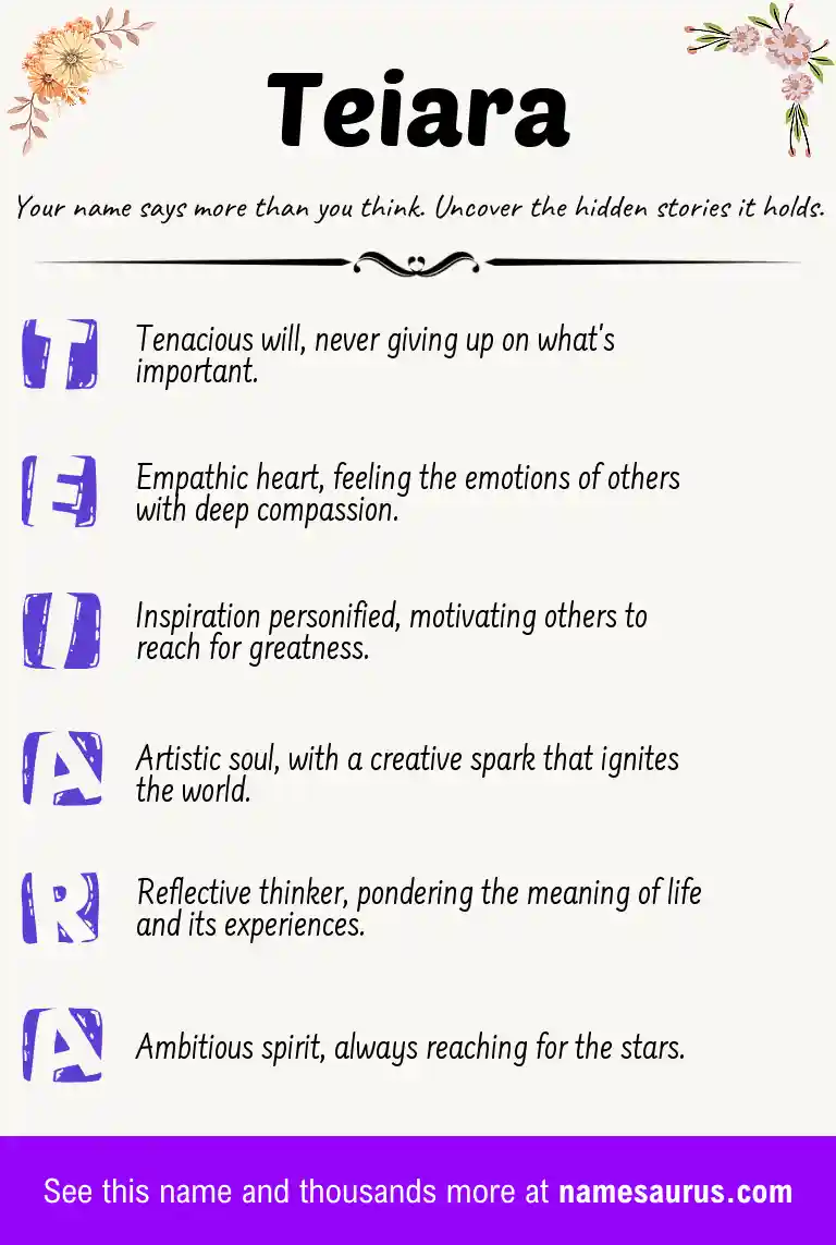 Acrostic poem about Teiara.