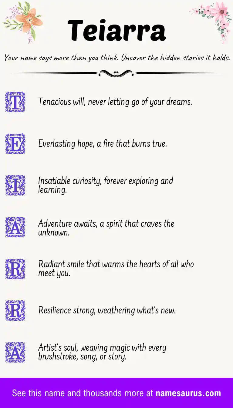 Acrostic poem about Teiarra.