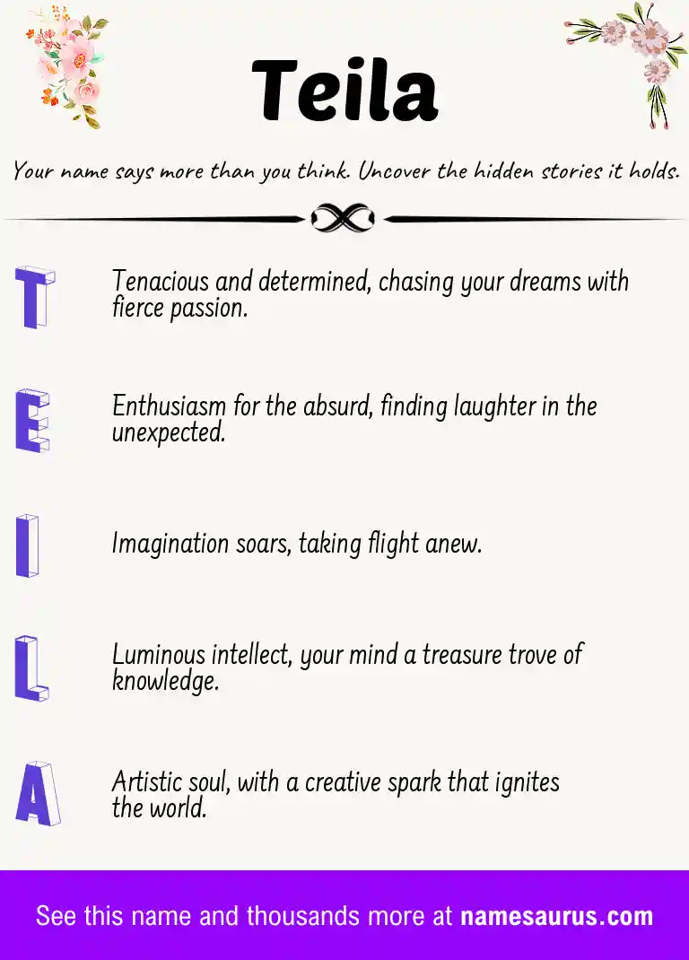Acrostic poem about Teila.