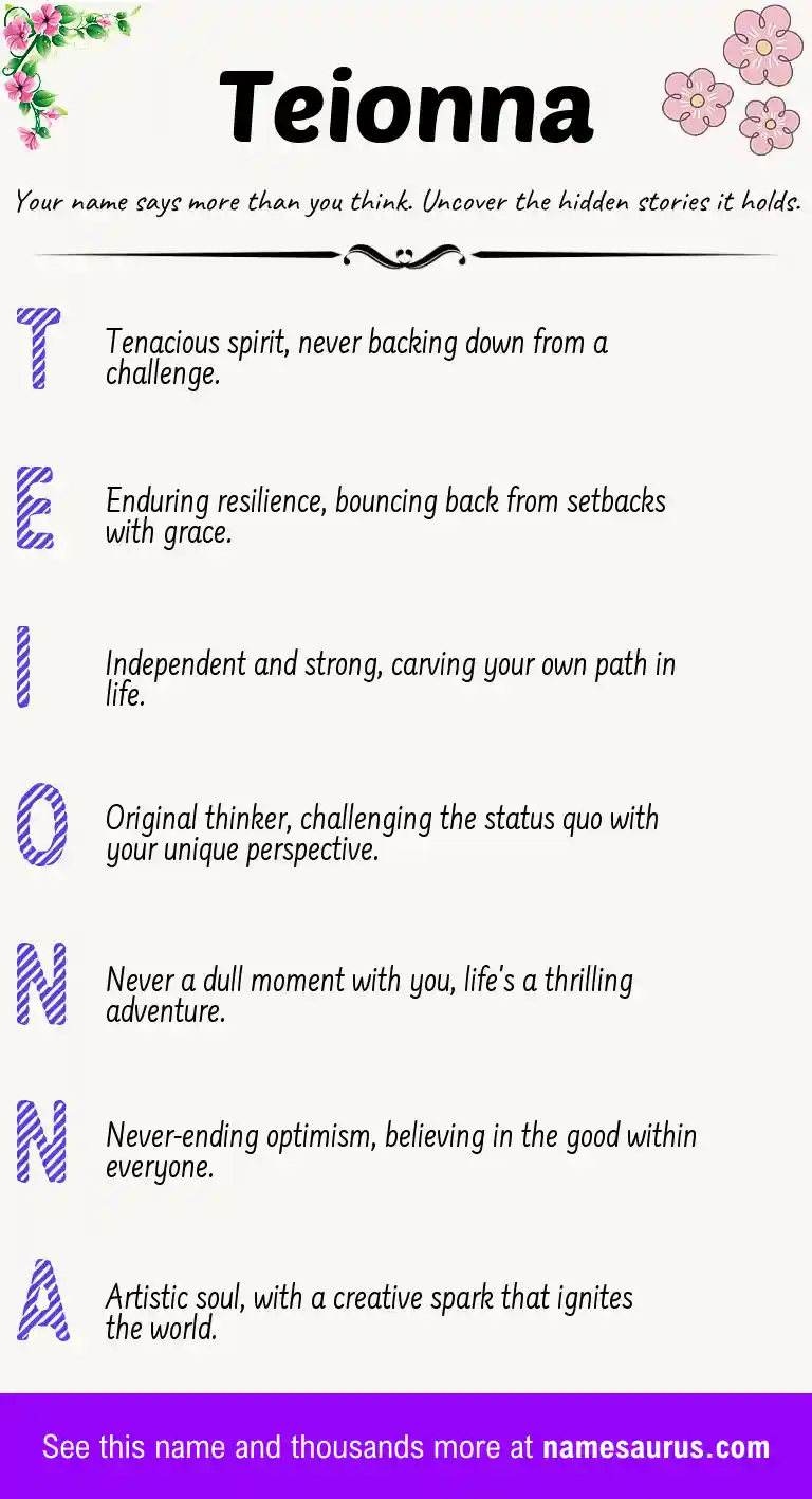 Acrostic poem about Teionna.