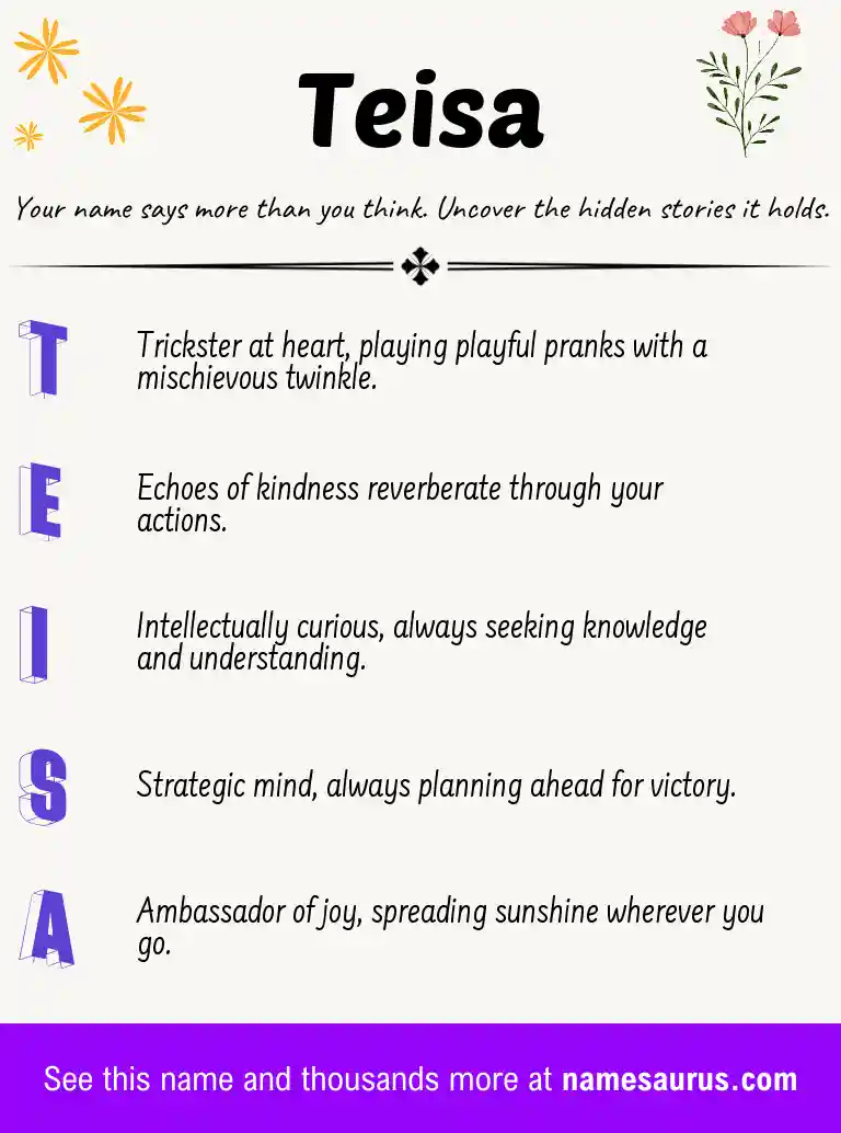 Acrostic poem about Teisa.