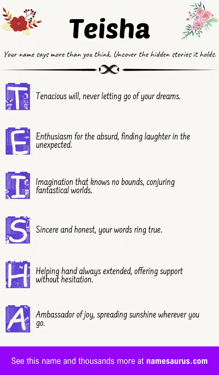 Acrostic poem about Teisha.