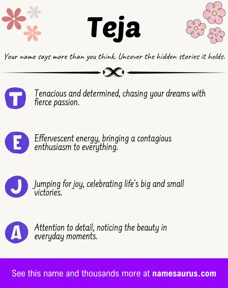 Acrostic poem about Teja.