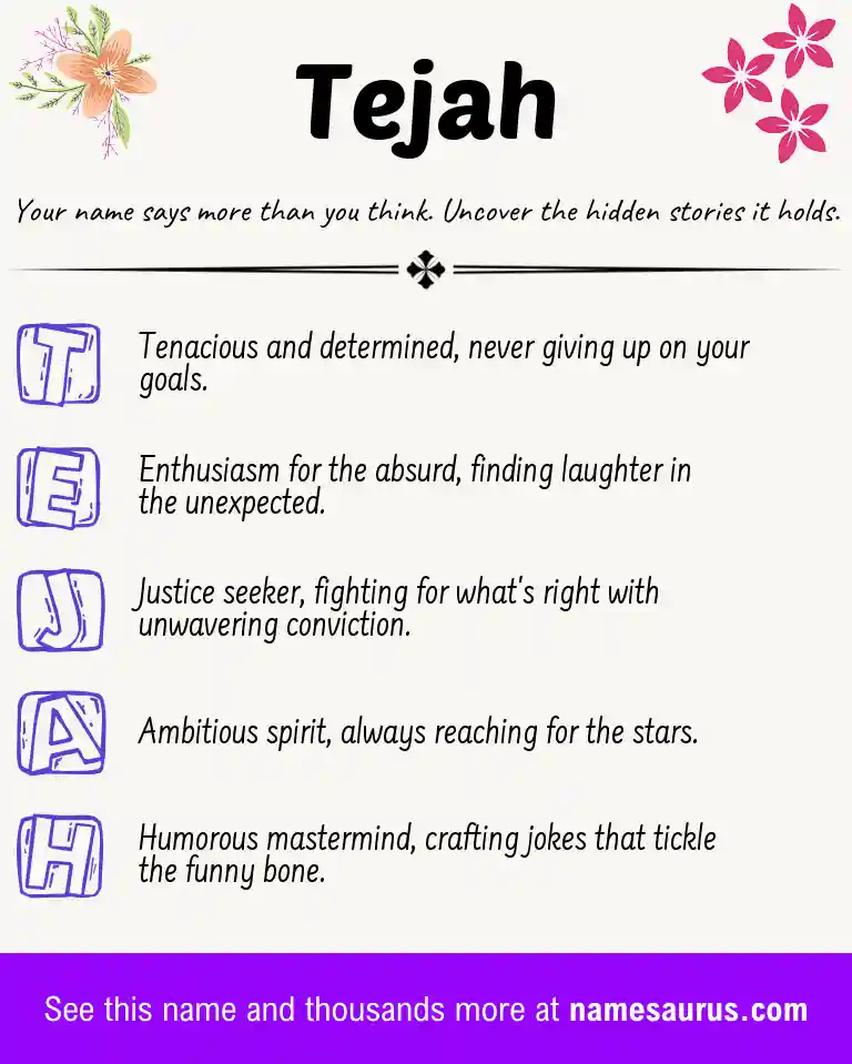 Acrostic poem about Tejah.