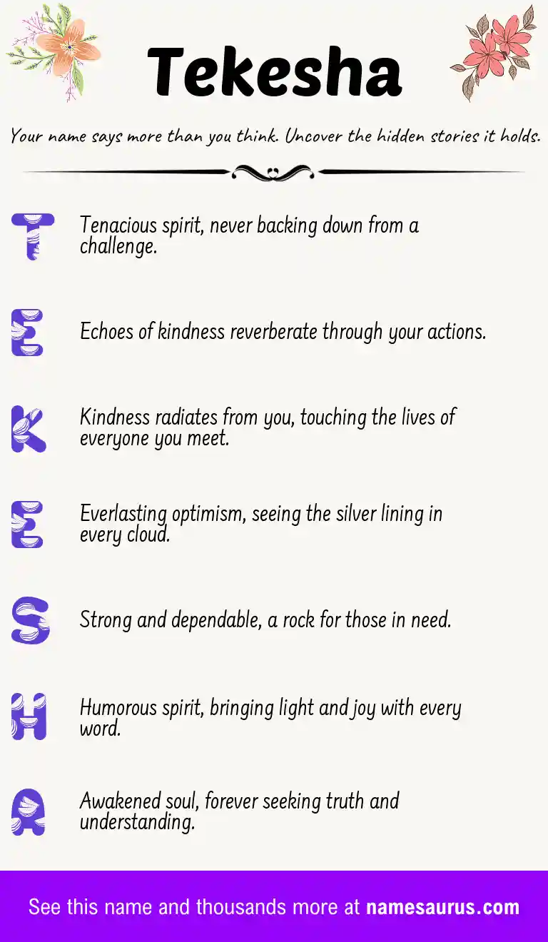 Acrostic poem about Tekesha.
