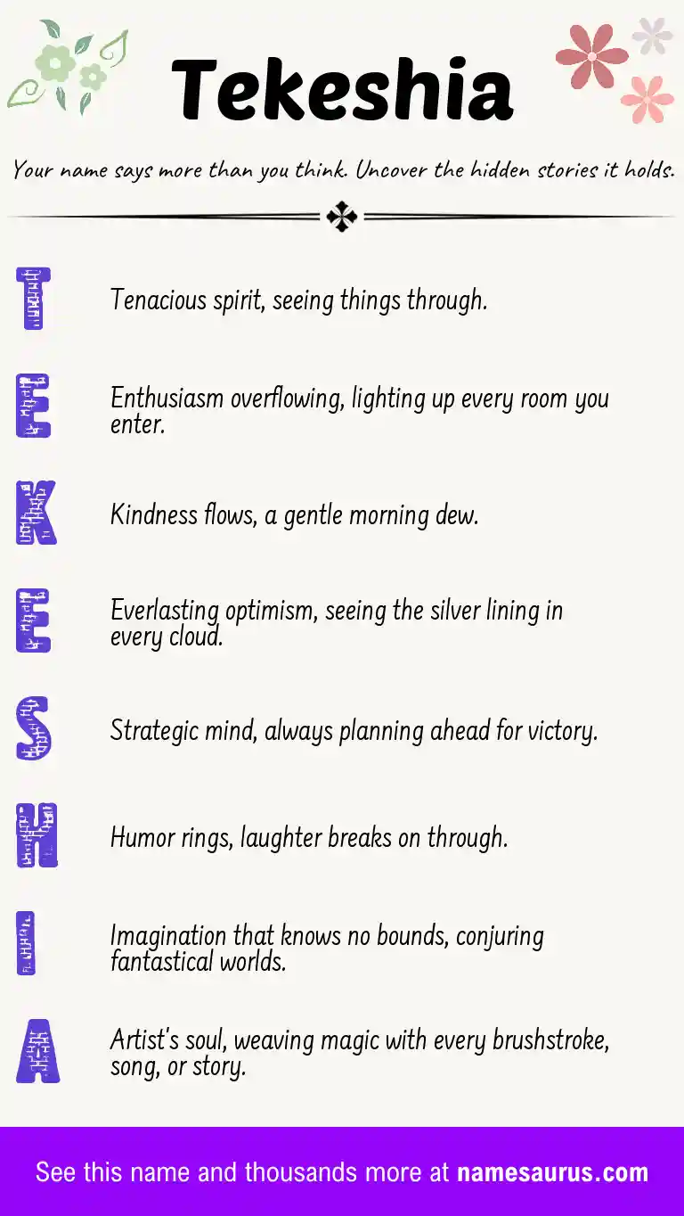 Acrostic poem about Tekeshia.