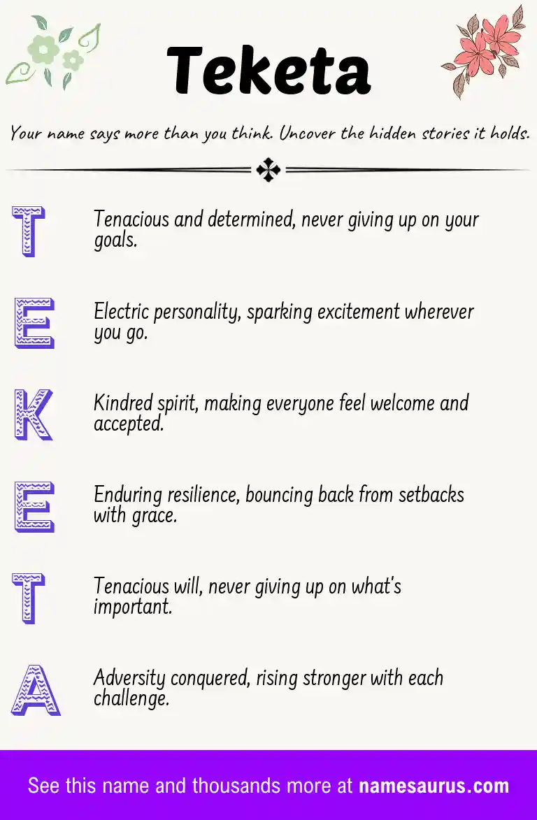 Acrostic poem about Teketa.