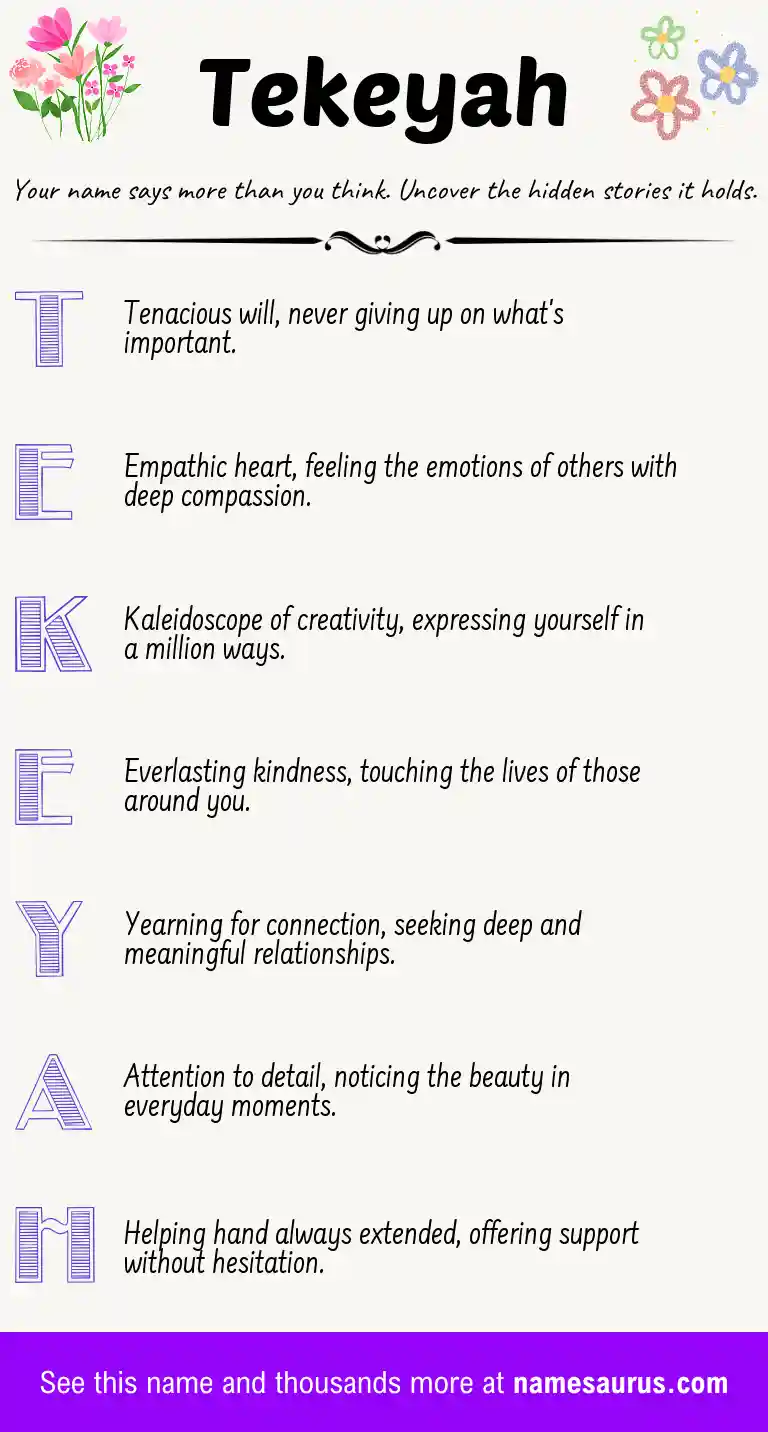 Acrostic poem about Tekeyah.