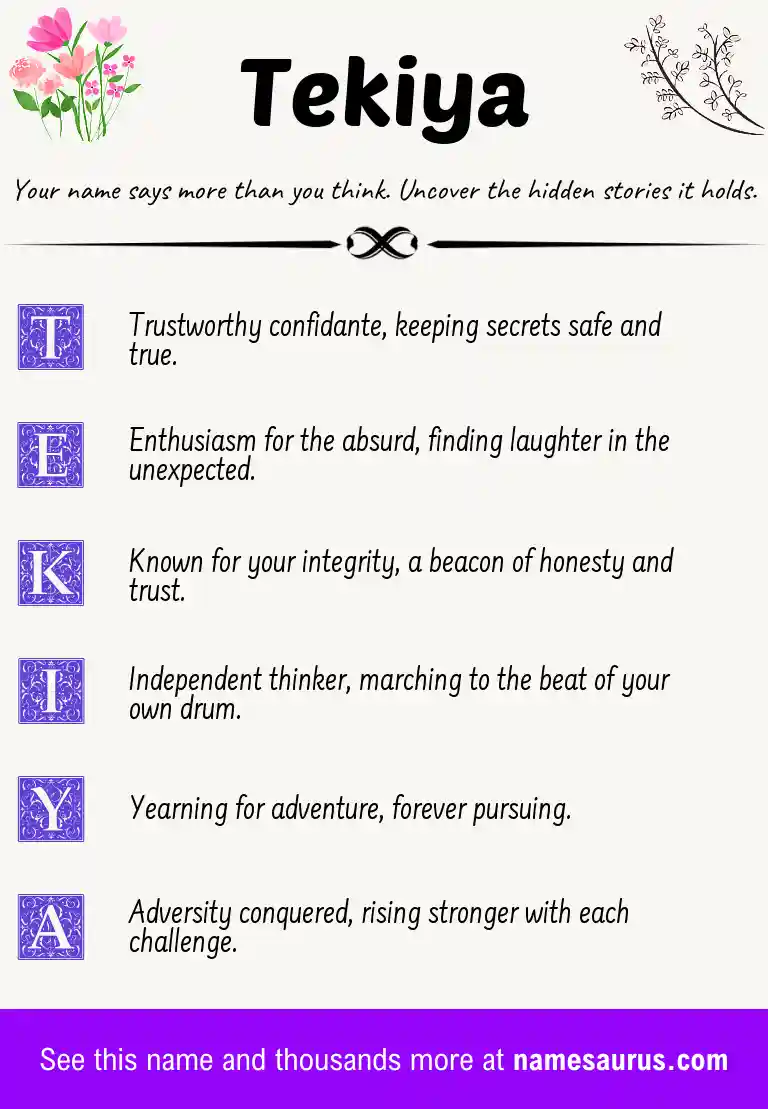 Acrostic poem about Tekiya.