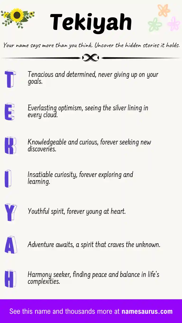 Acrostic poem about Tekiyah.