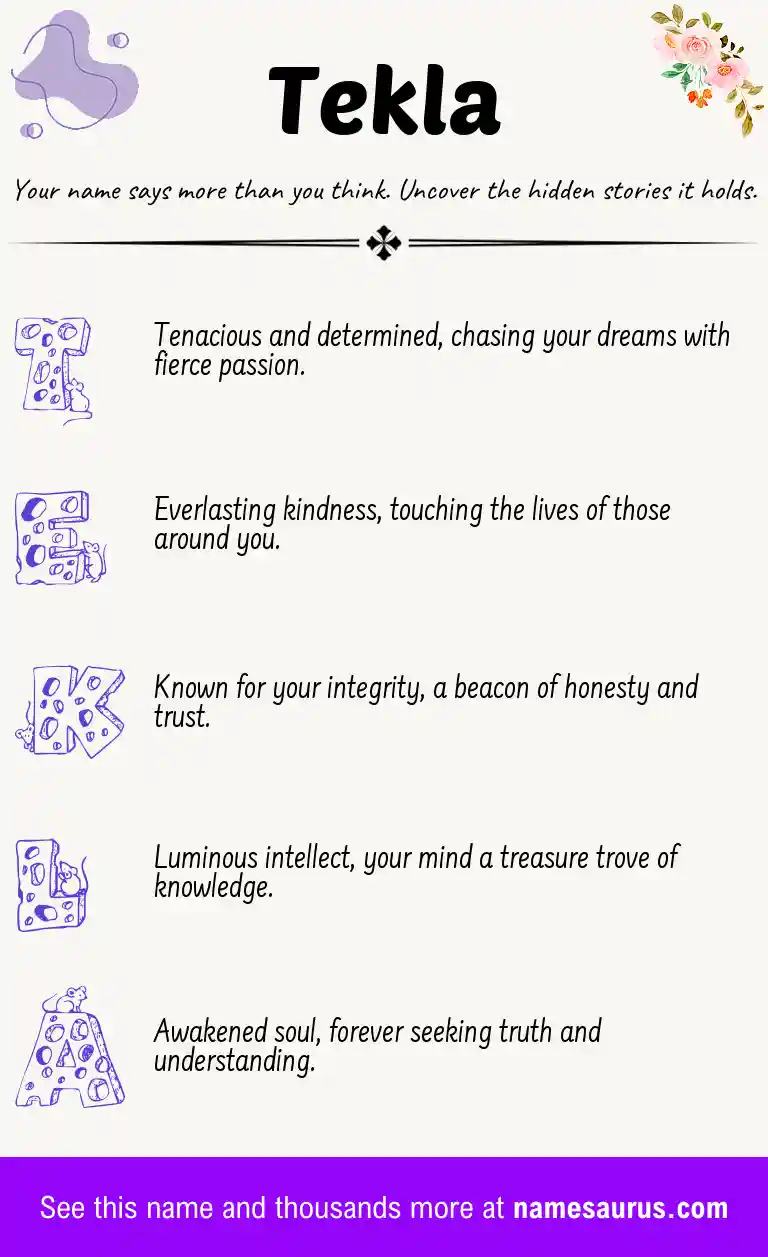 Acrostic poem about Tekla.