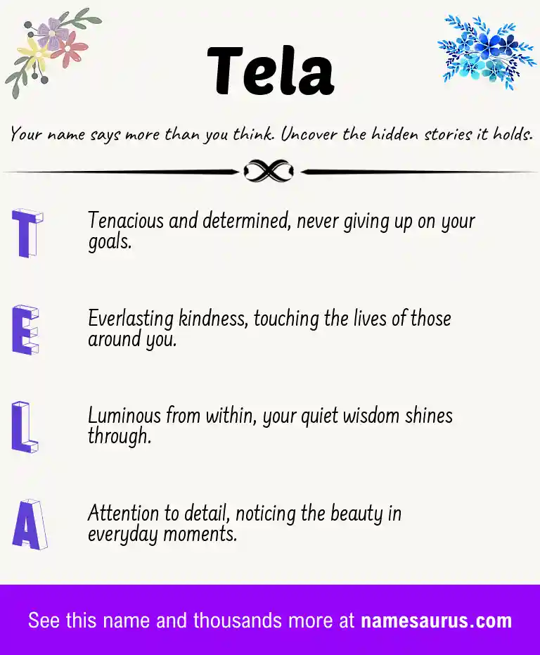 Acrostic poem about Tela.