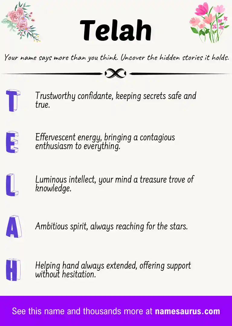 Acrostic poem about Telah.