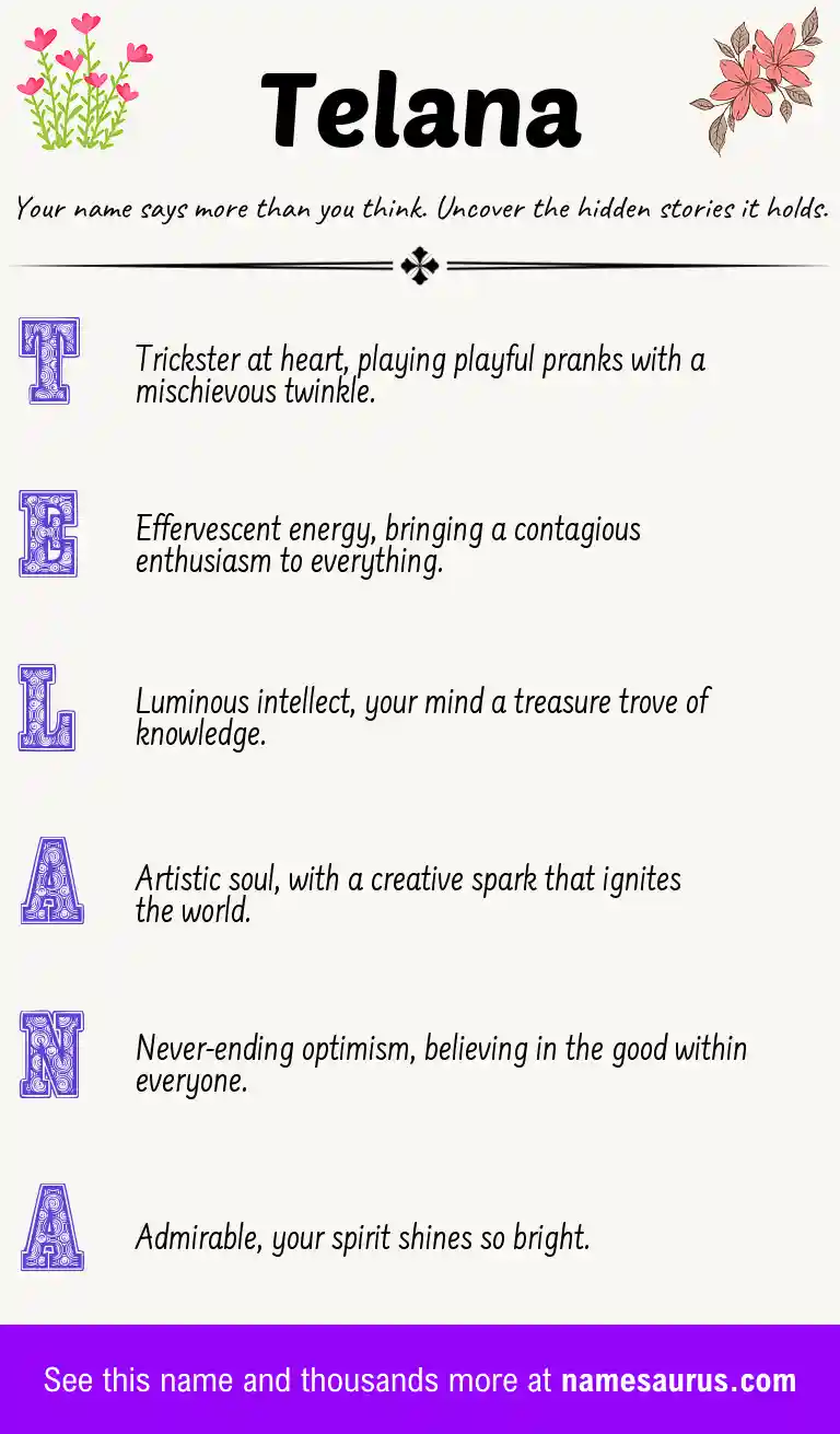 Acrostic poem about Telana.