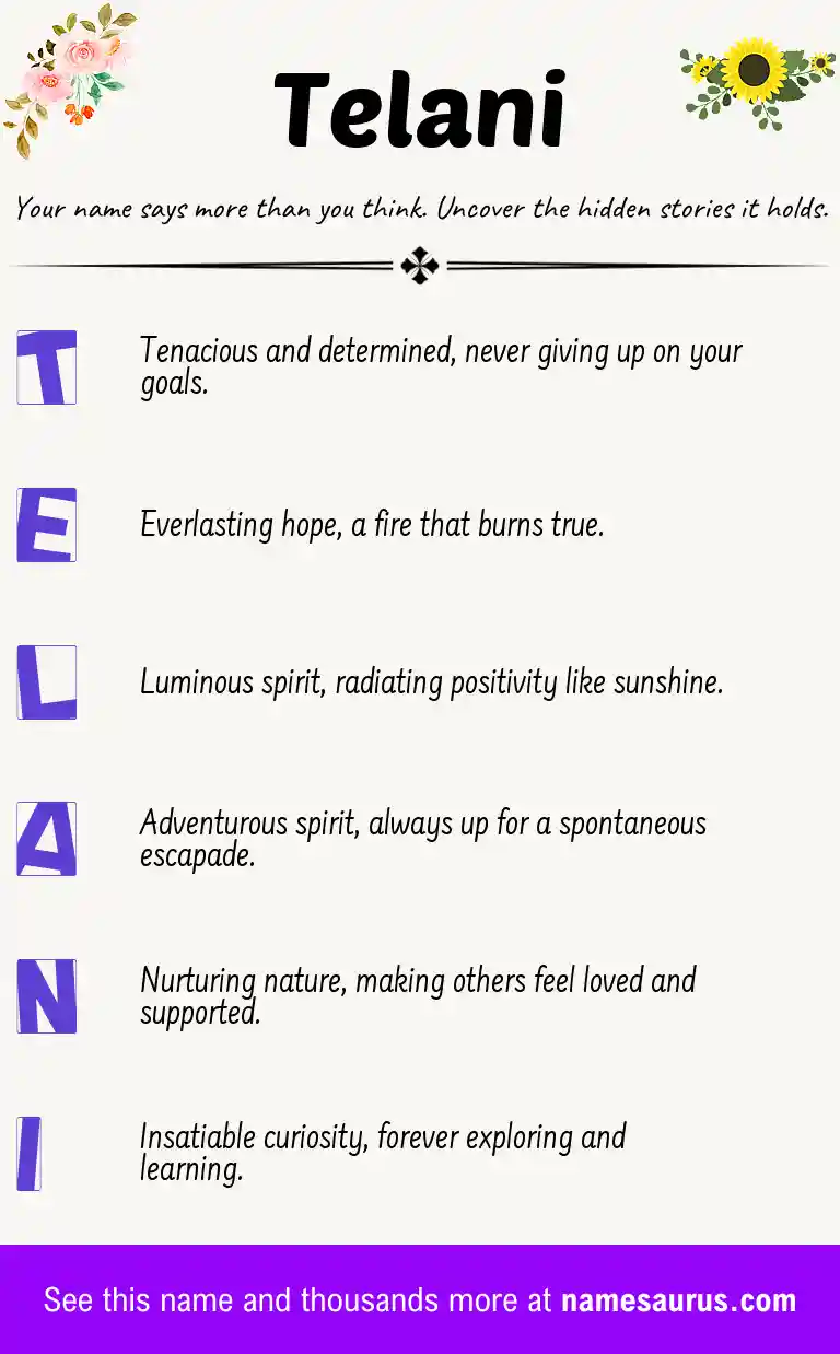 Acrostic poem about Telani.