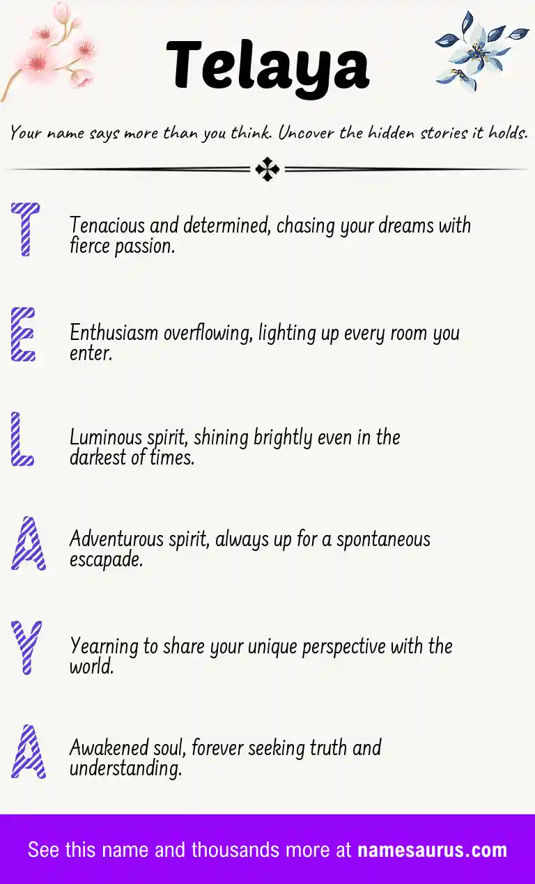 Acrostic poem about Telaya.