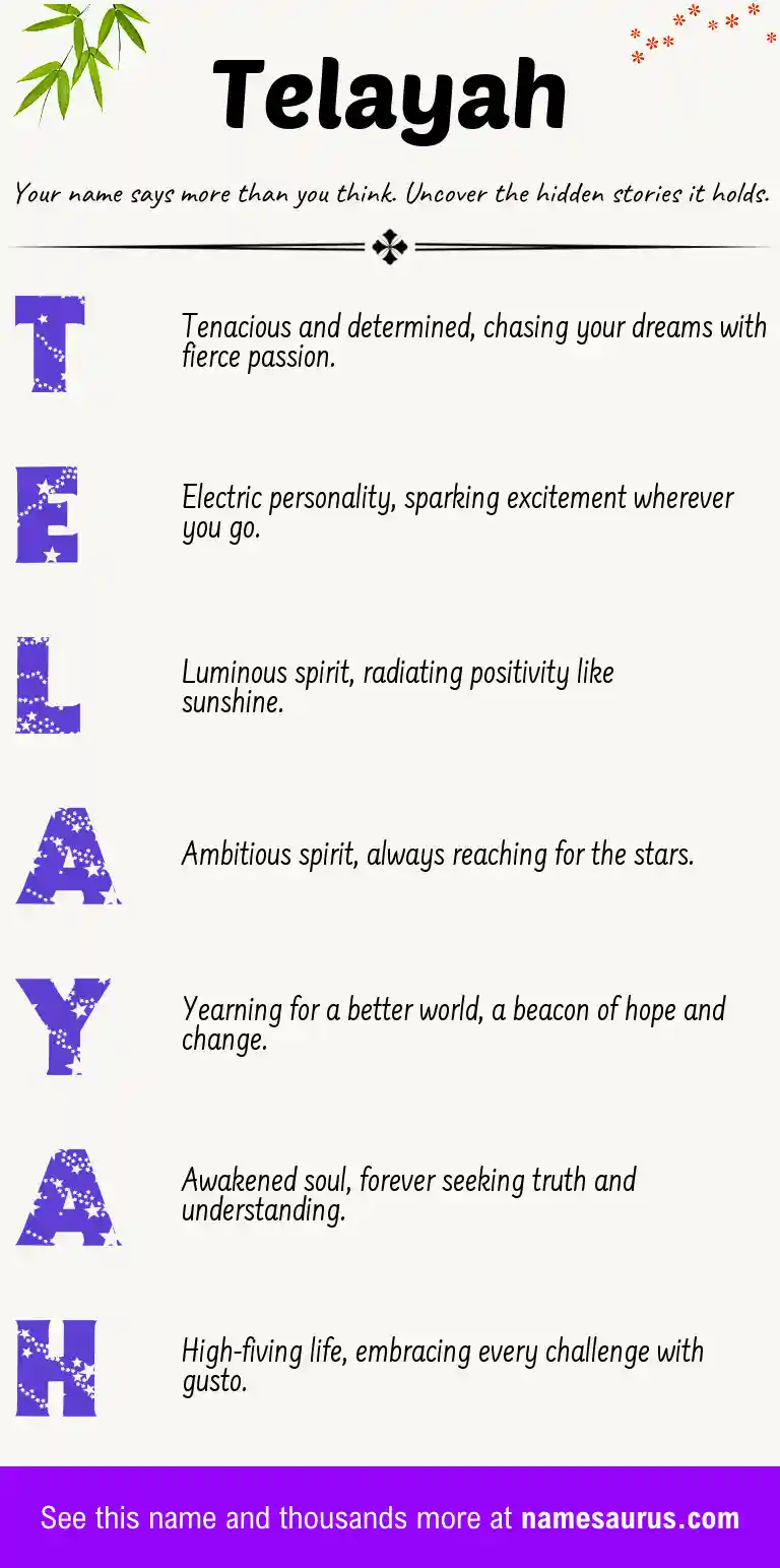 Acrostic poem about Telayah.
