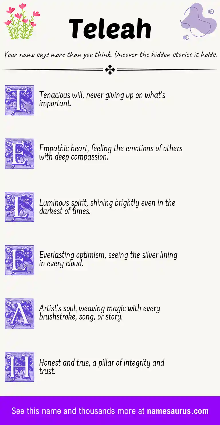 Acrostic poem about Teleah.