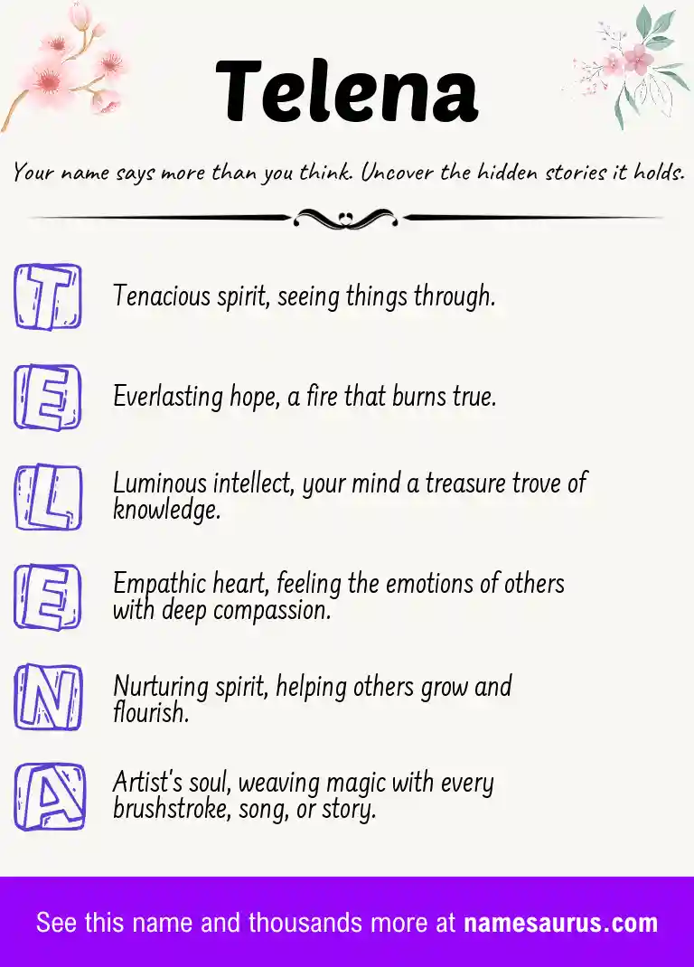 Acrostic poem about Telena.