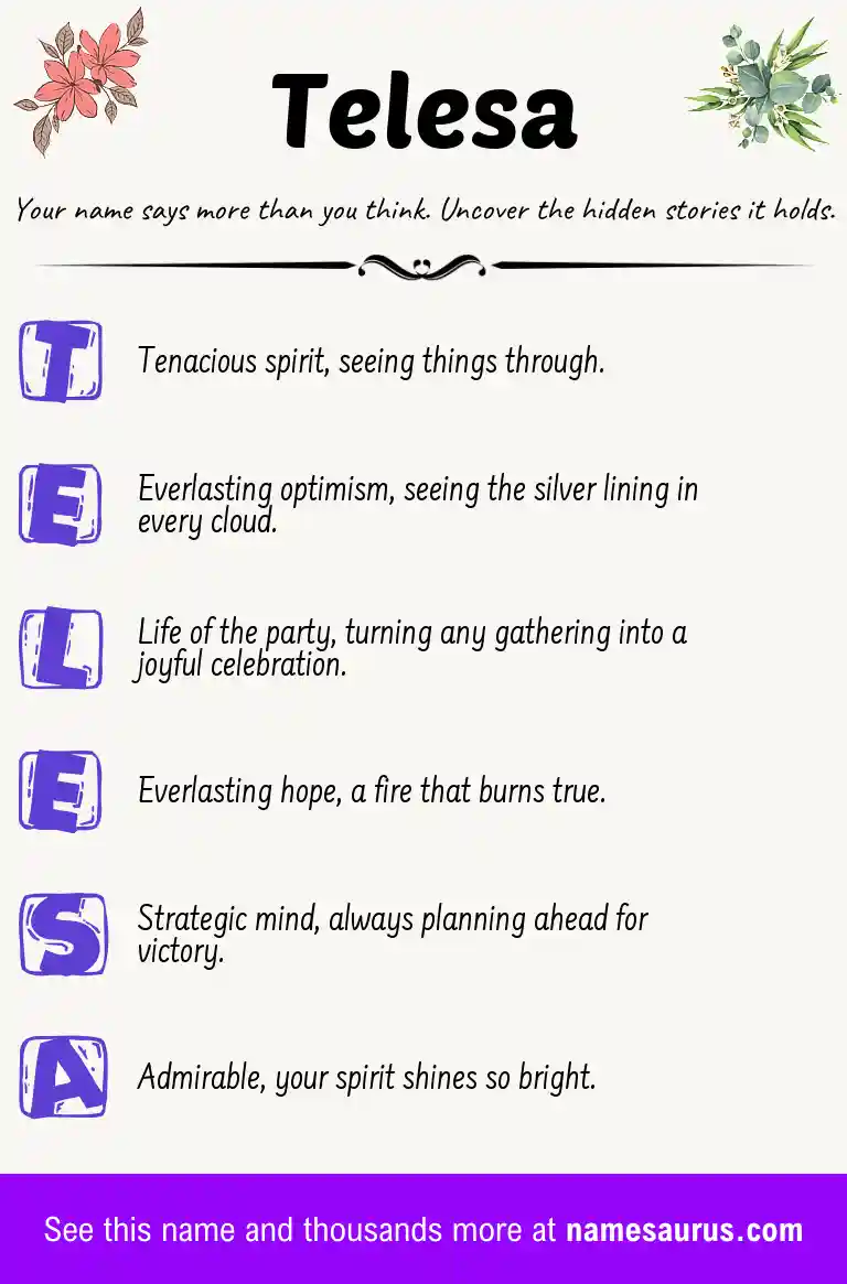 Acrostic poem about Telesa.