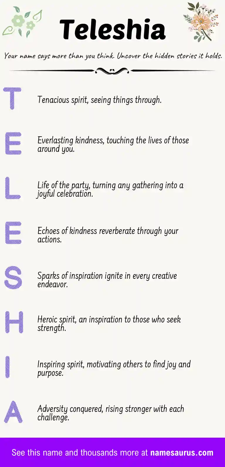 Acrostic poem about Teleshia.