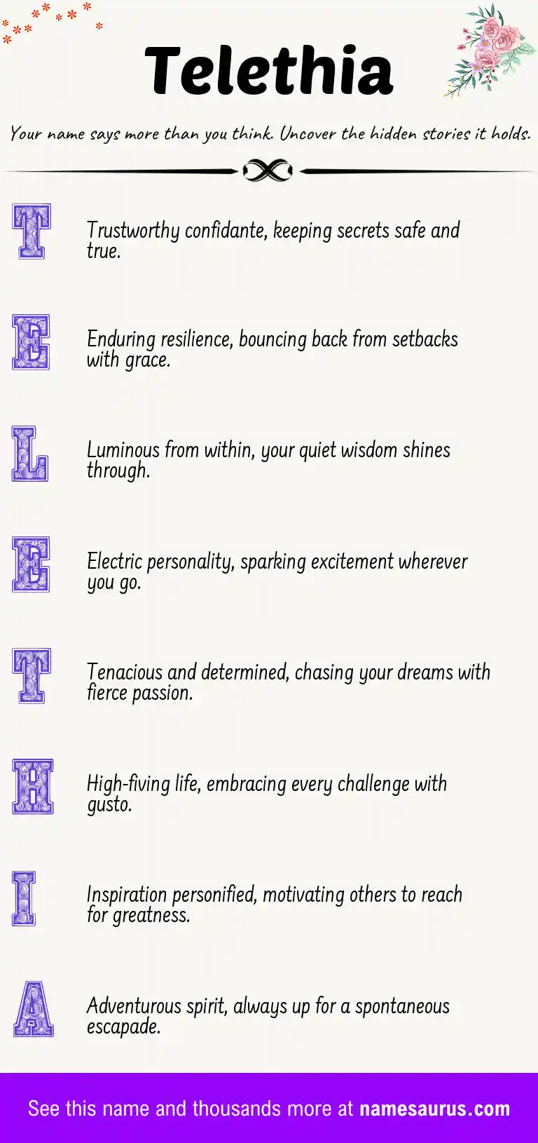 Acrostic poem about Telethia.