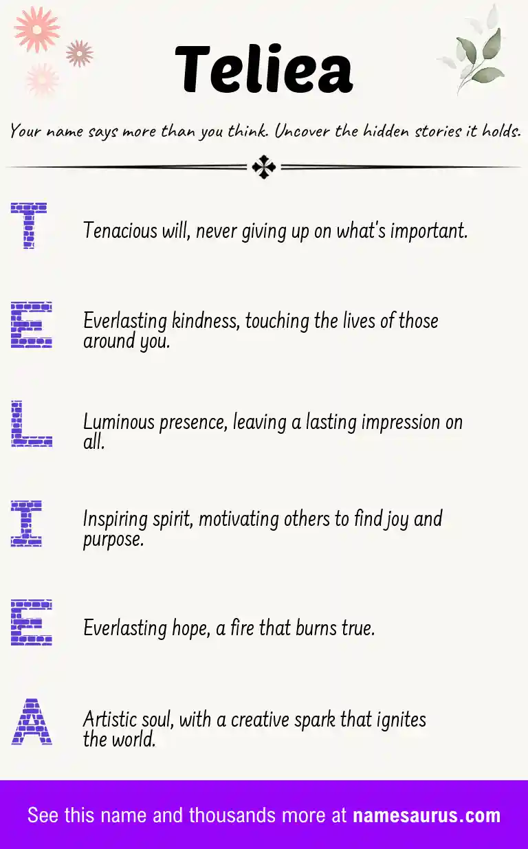 Acrostic poem about Teliea.