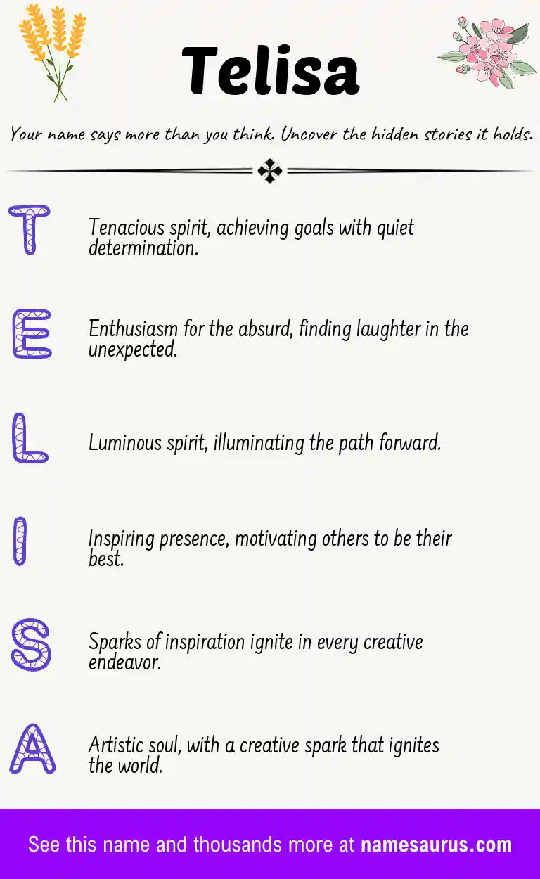 Acrostic poem about Telisa.