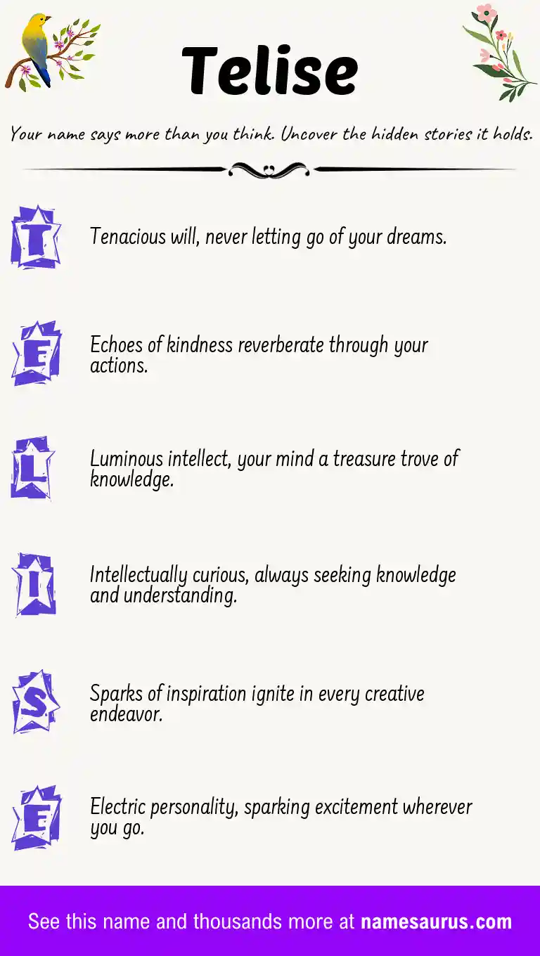 Acrostic poem about Telise.