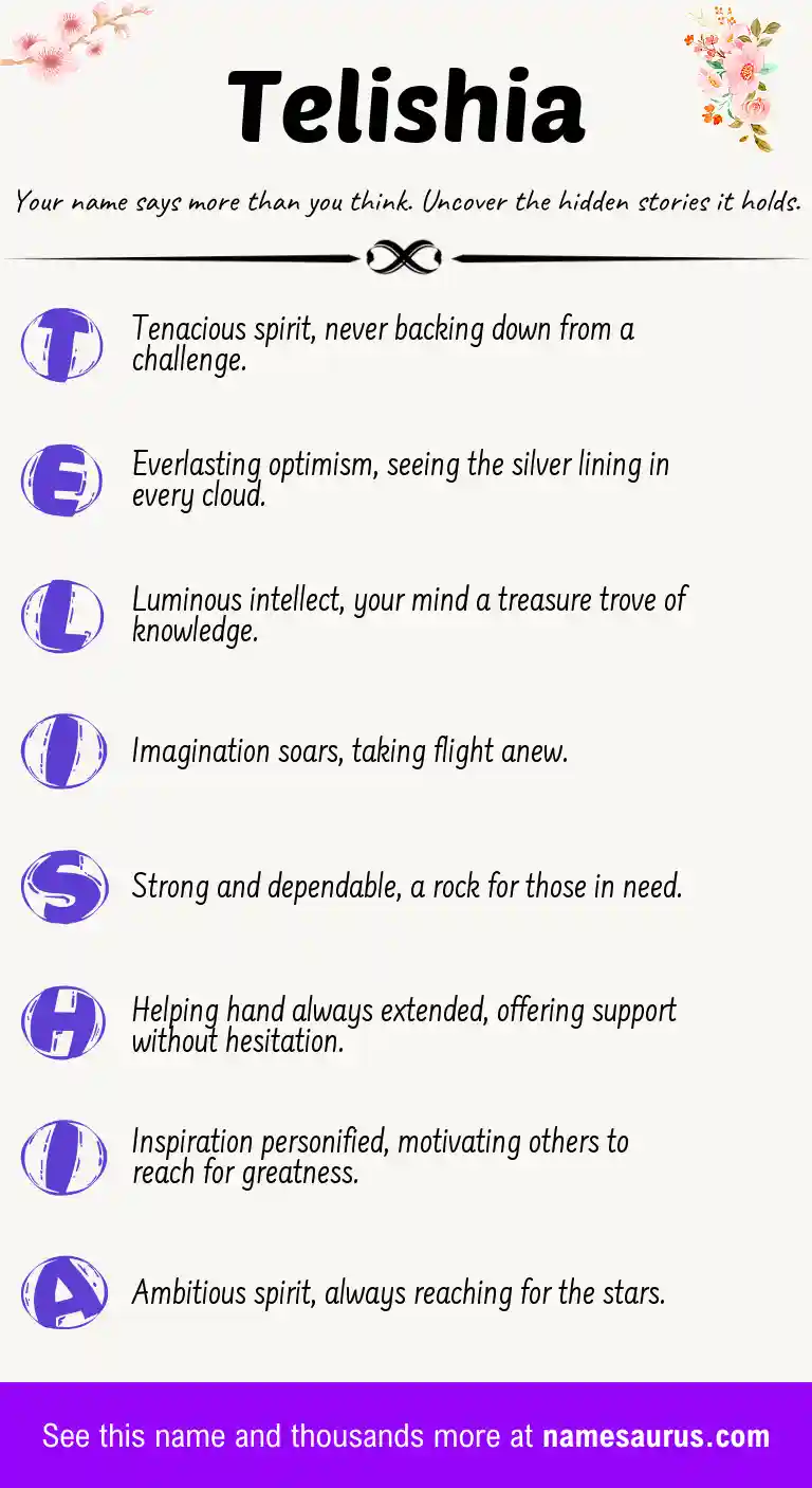 Acrostic poem about Telishia.
