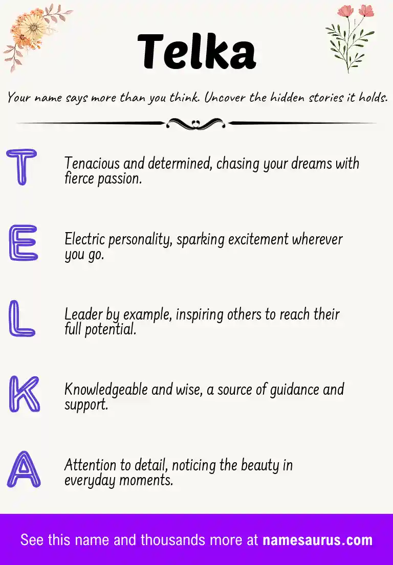 Acrostic poem about Telka.