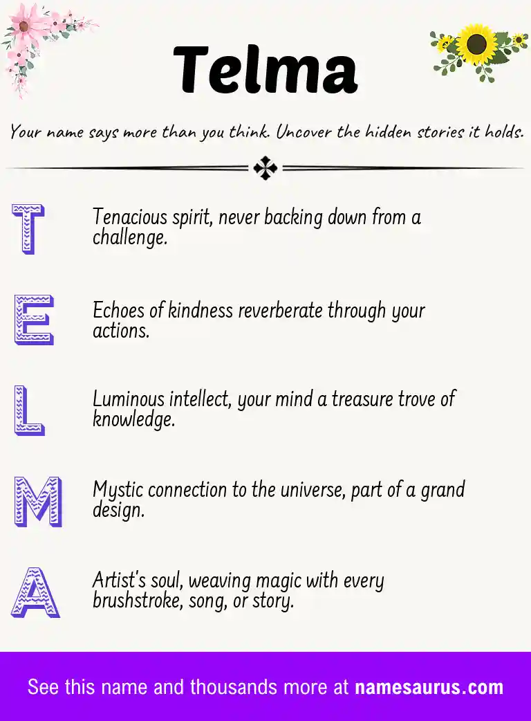 Acrostic poem about Telma.