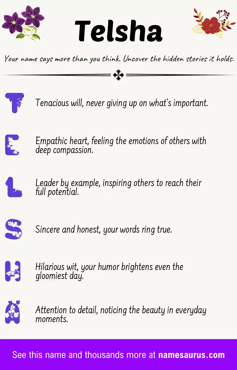 Acrostic poem about Telsha.