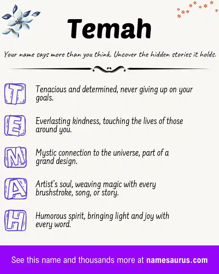 Acrostic poem about Temah.