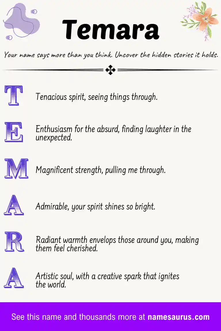 Acrostic poem about Temara.