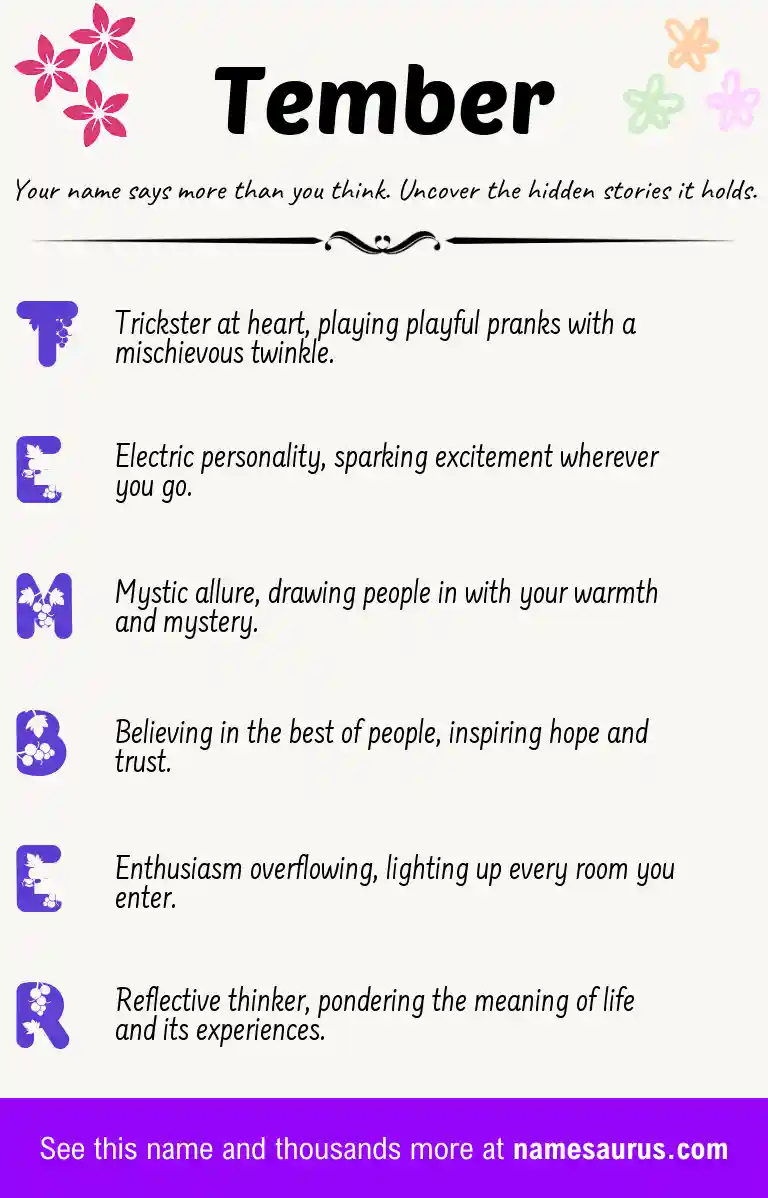 Acrostic poem about Tember.