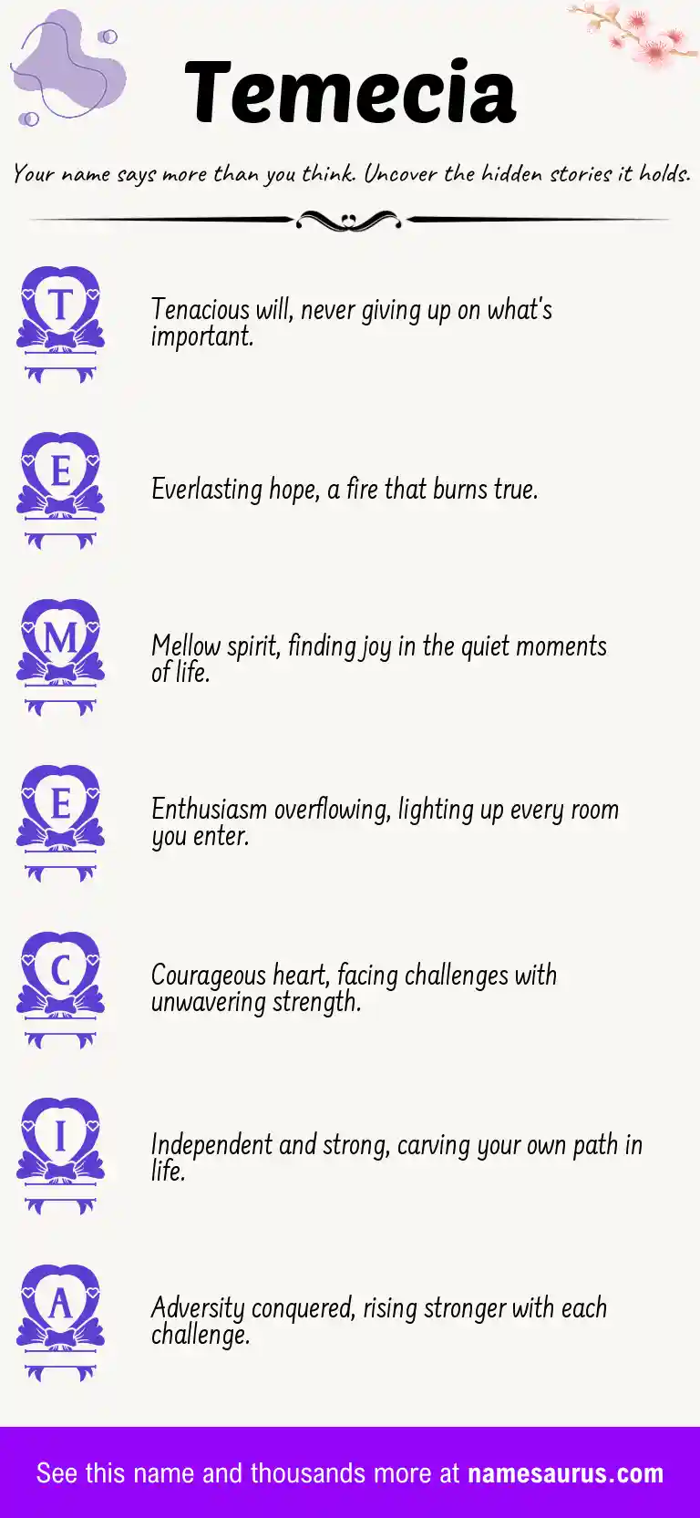 Acrostic poem about Temecia.