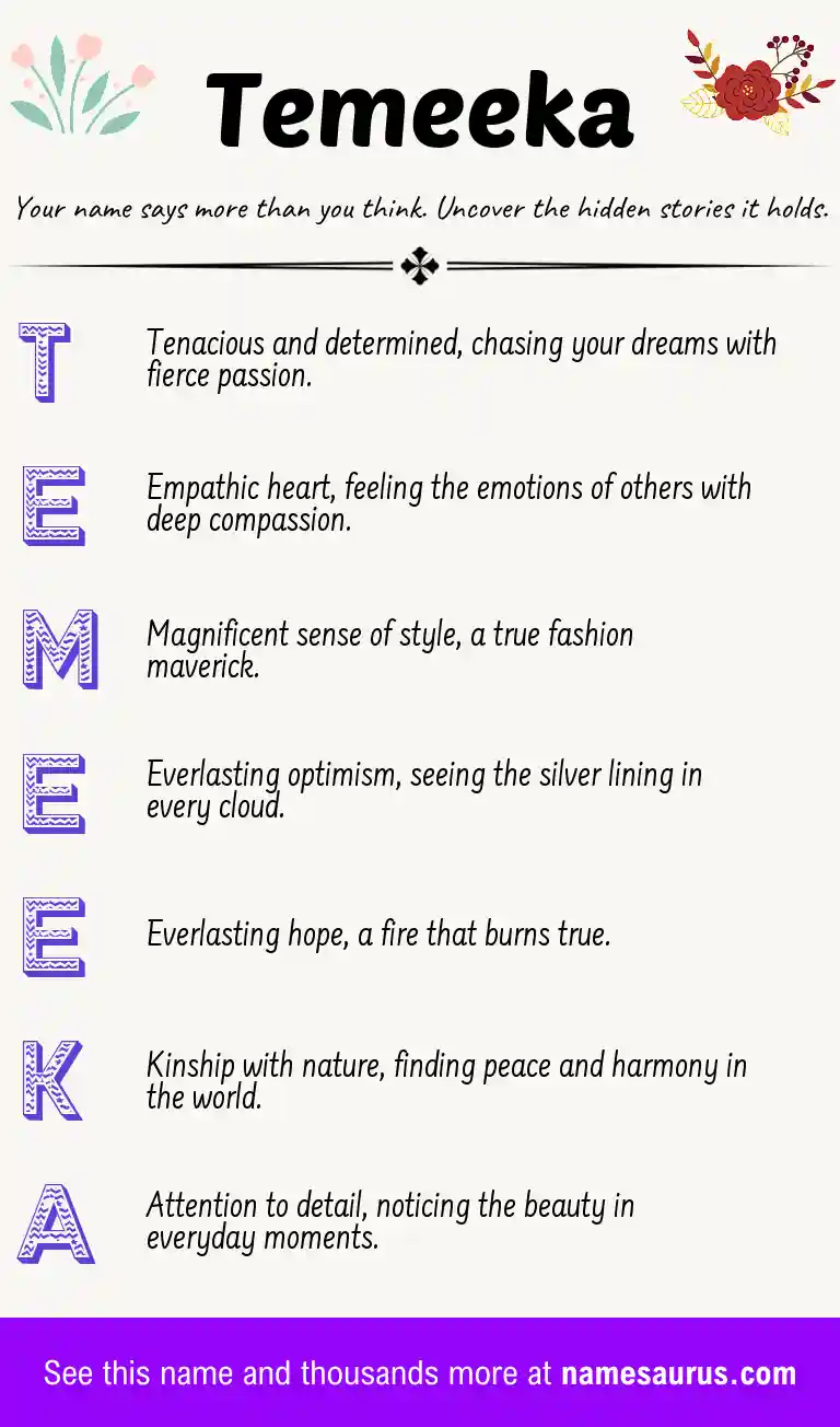 Acrostic poem about Temeeka.