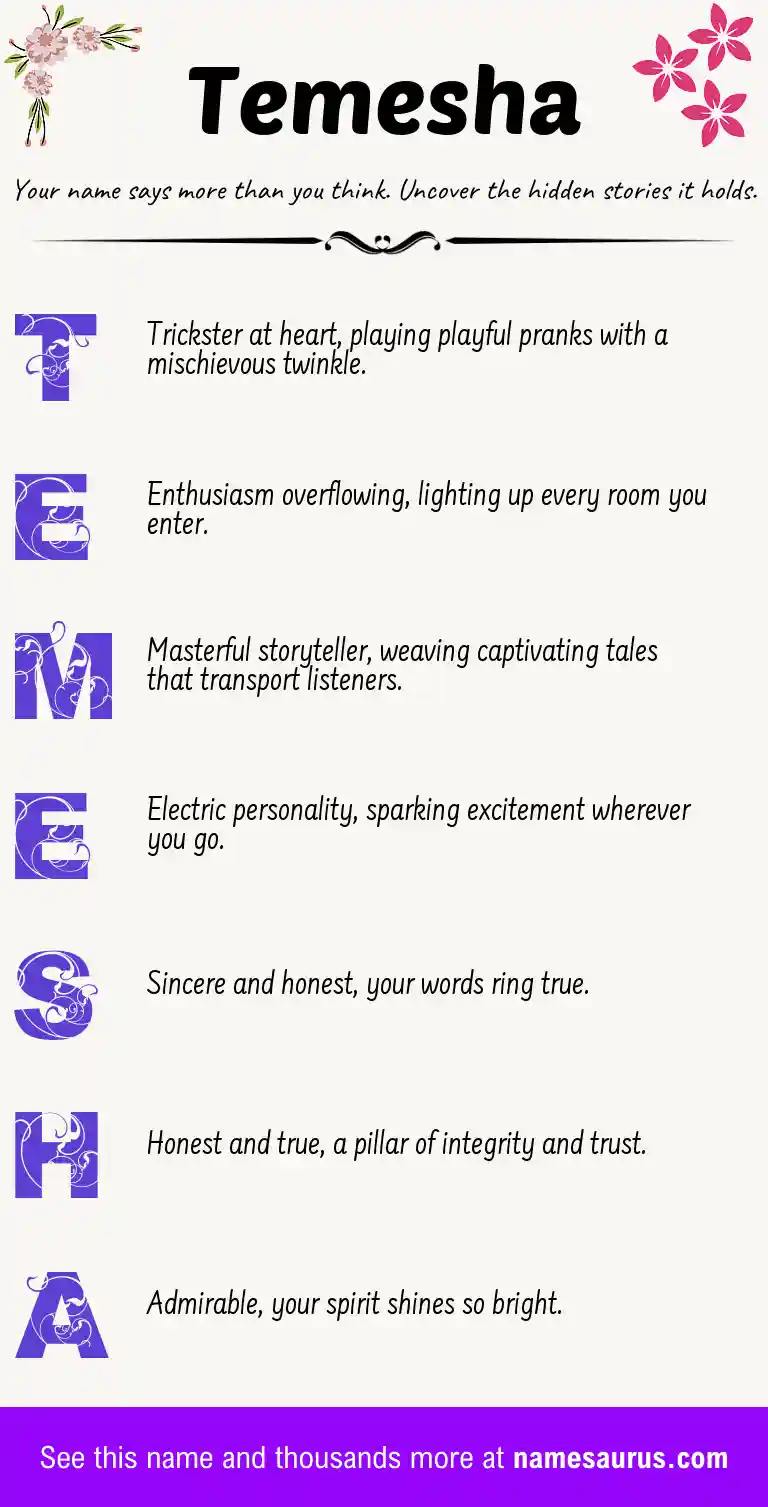 Acrostic poem about Temesha.