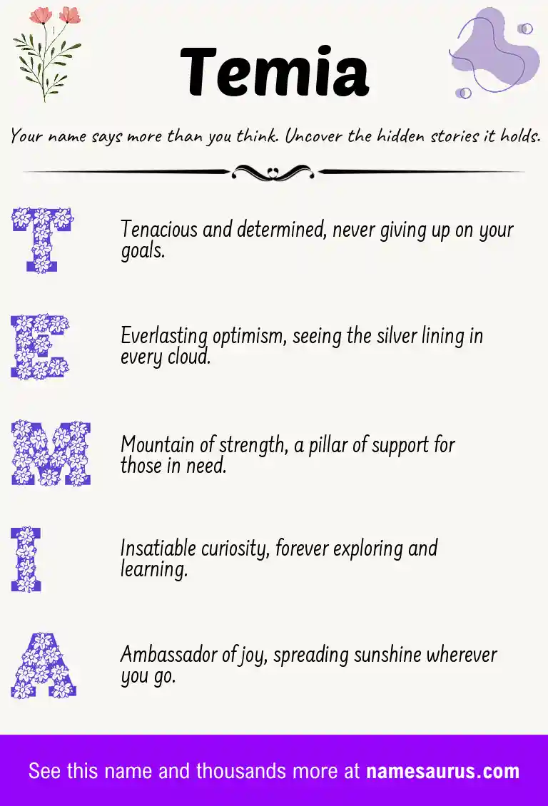 Acrostic poem about Temia.