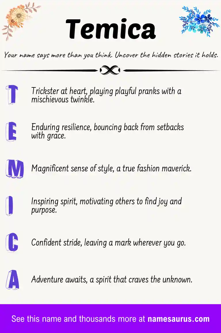Acrostic poem about Temica.