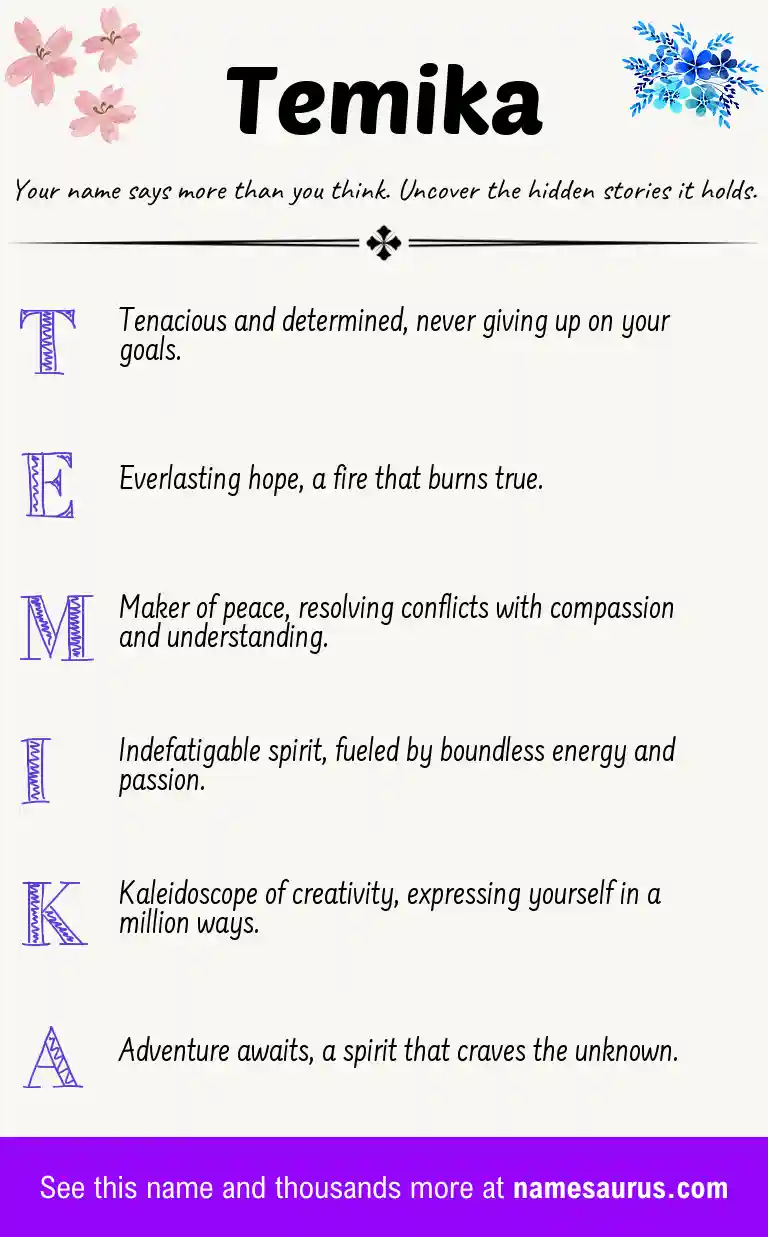 Acrostic poem about Temika.
