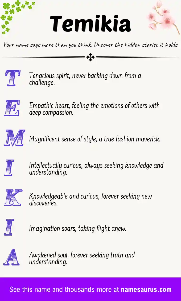 Acrostic poem about Temikia.