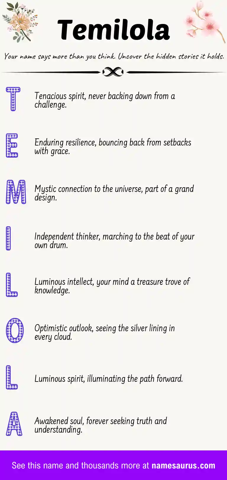 Acrostic poem about Temilola.