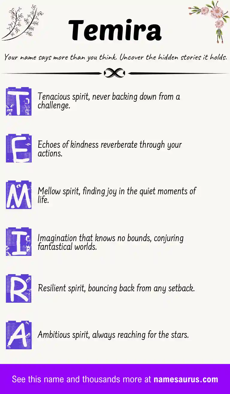 Acrostic poem about Temira.