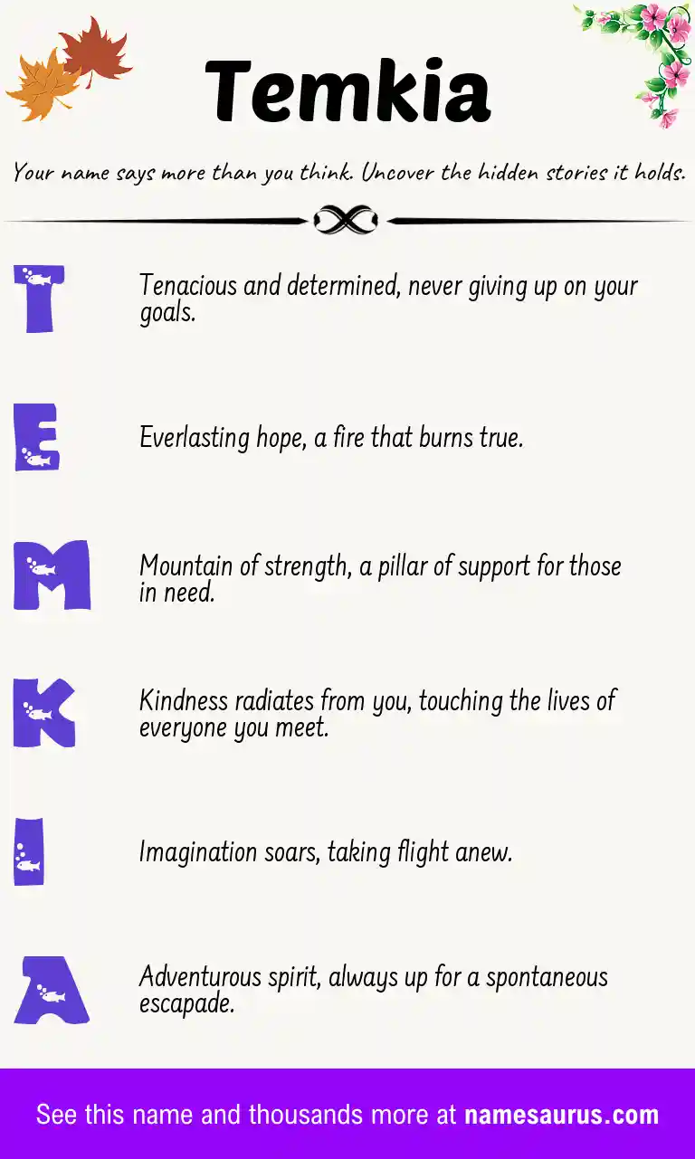 Acrostic poem about Temkia.