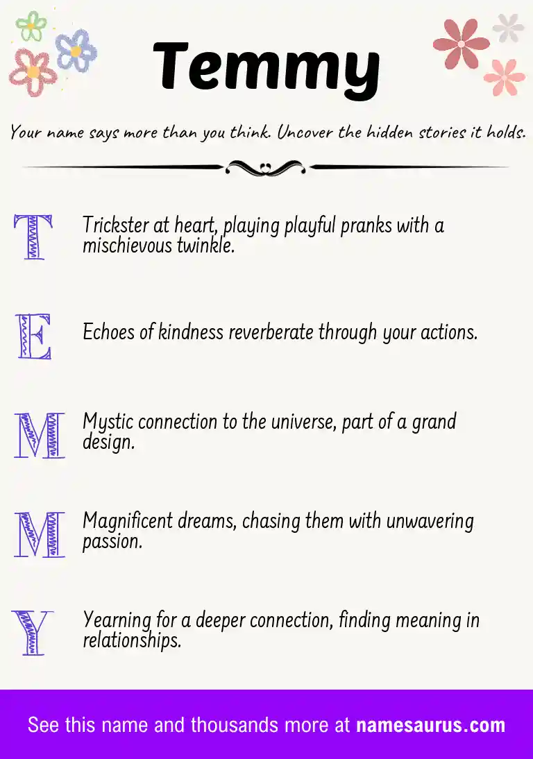 Acrostic poem about Temmy.
